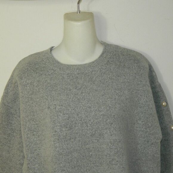 Zara Knits Sweater Grey  Pearls Sleeves Tunic Length Jumper‎ - Picture 3 of 12